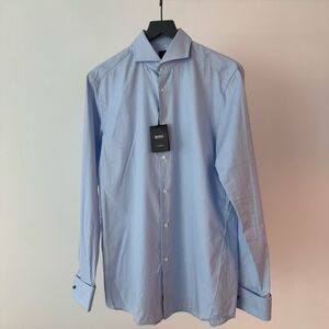 [NWT] Boss by Hugo Boss French Cuff Grid Dress Shirt